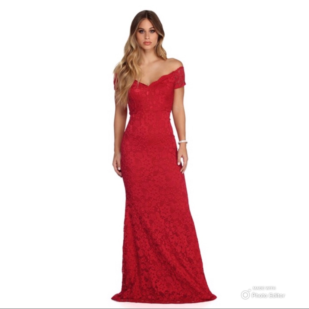 Red lace dress